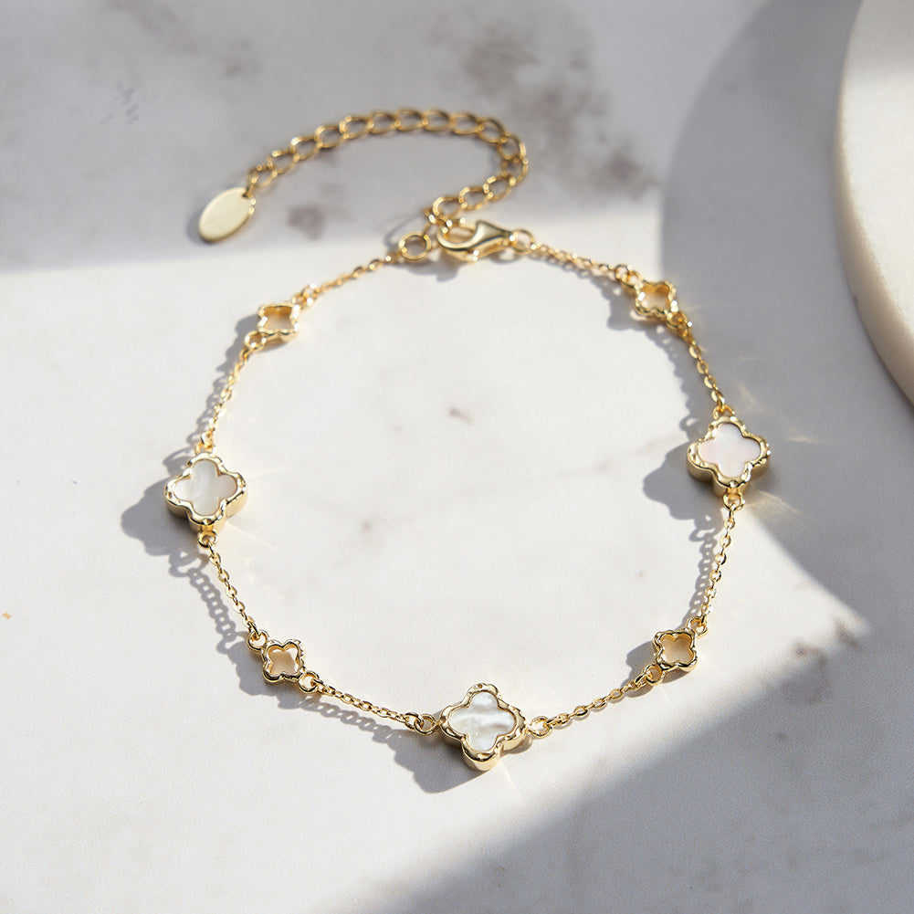 Four Leaf Clover Bracelet 925 Sterling Silver