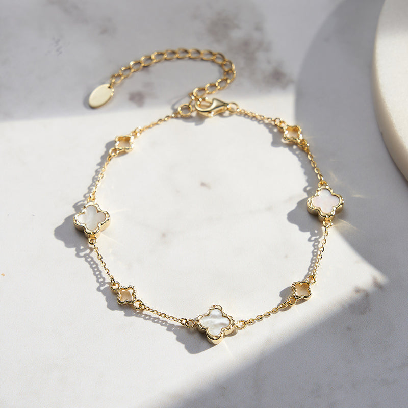 Four Leaf Clover Bracelet 925 Sterling Silver