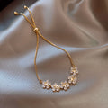 18K Gold-Plated Flower Cubic Zirconia Snake Bone Chain Adjustable Bracelet