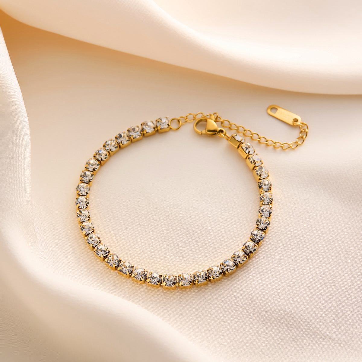 Stainless Steel Shiny Zircon Bracelet Adjustable