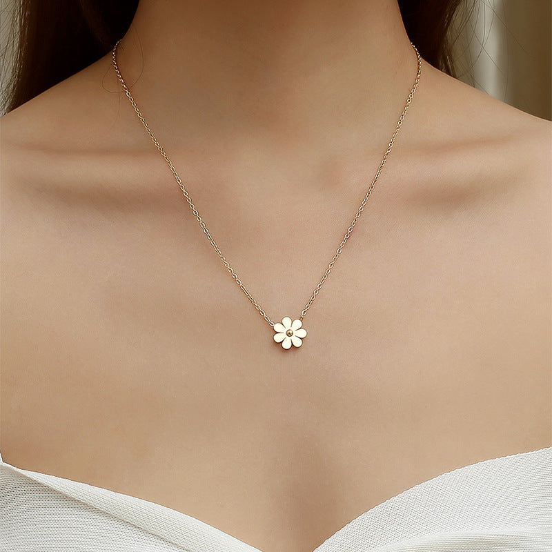 Gold Plated Stainless Steel Flower Necklace