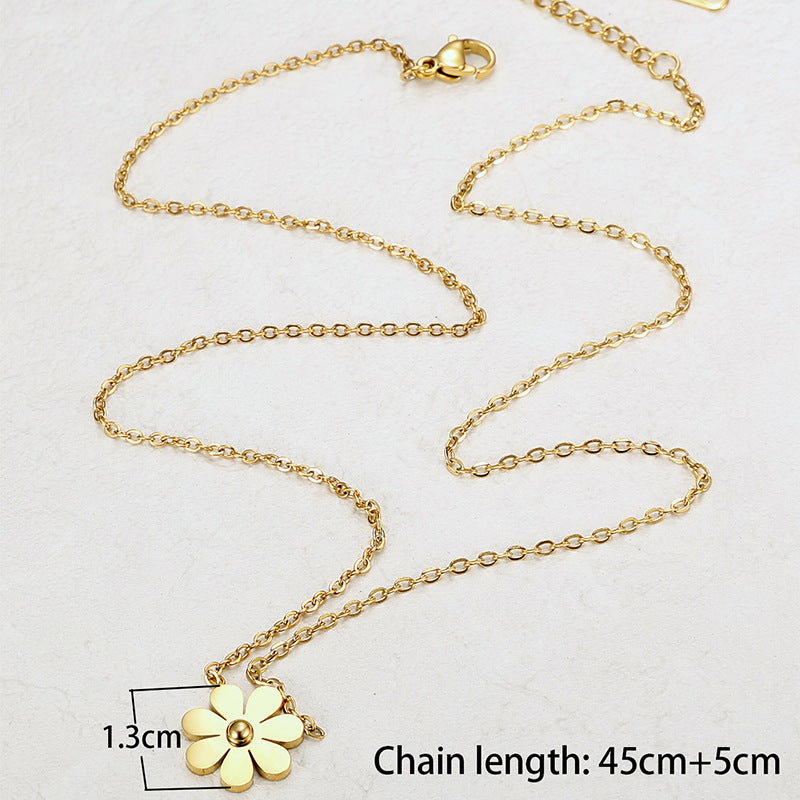 Gold Plated Stainless Steel Flower Necklace