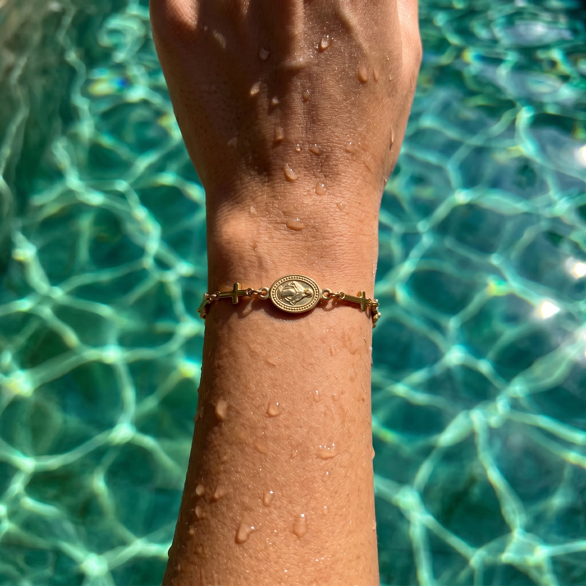Miraculous Medal Cross Bracelet