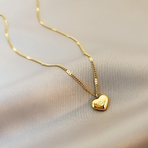 316L Stainless Steel Gold Color Love Heart Necklace