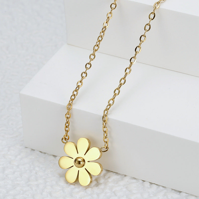 Gold Plated Stainless Steel Flower Necklace