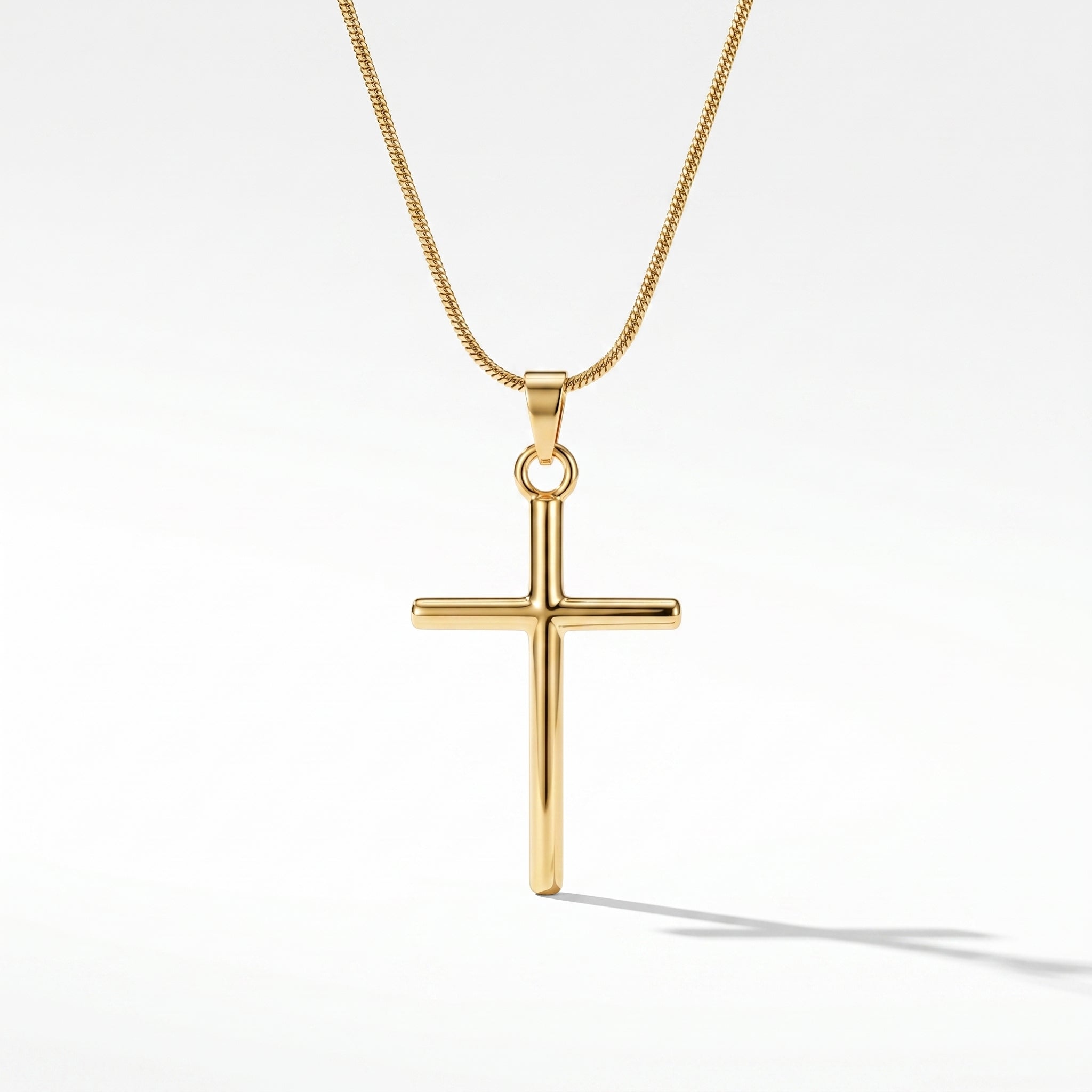 Stainless Steel Gold Cross Necklace Classic Christian Pendant