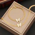 Butterfly Necklace with Zircon Pendant Set