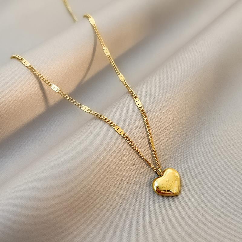 316L Stainless Steel Gold Color Love Heart Necklace