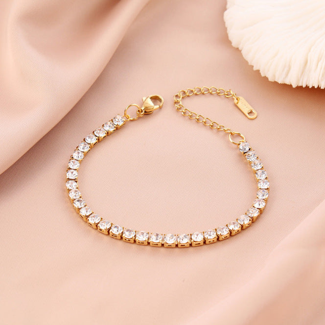 Stainless Steel Shiny Zircon Bracelet Adjustable