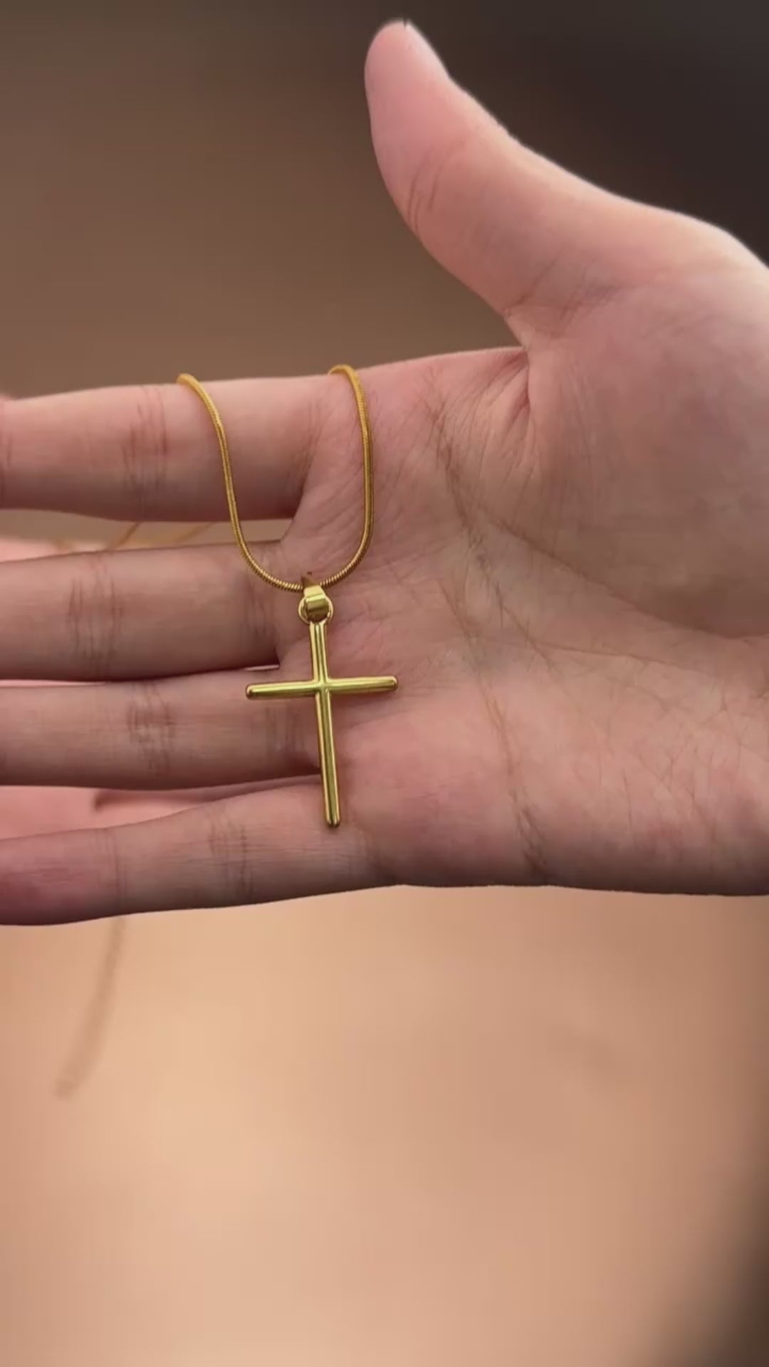 Stainless Steel Gold Cross Necklace Classic Christian Pendant